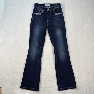 Angel Bootcut Jeans Embellished‎ Pockets Stretch Denim Dark Wash Size 7/26